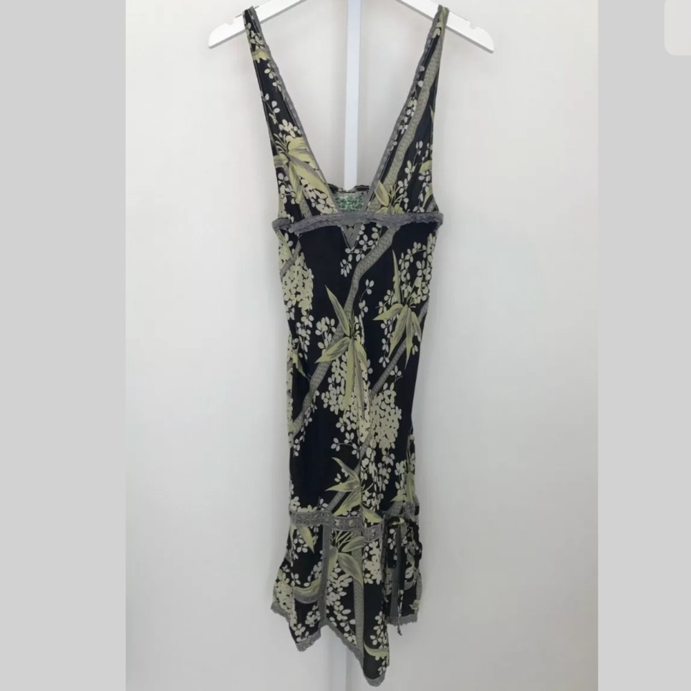 FREE PEOPLE BLACK MULTI SILK NIGHTY SIZE M NWOTS!